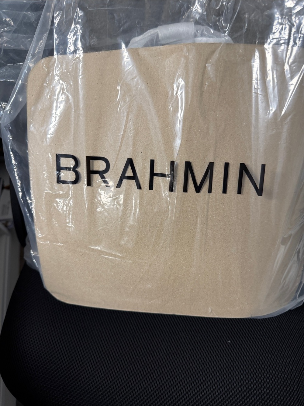 Brahmin Genuine Leather Navy Blue Satchel with gold trim.